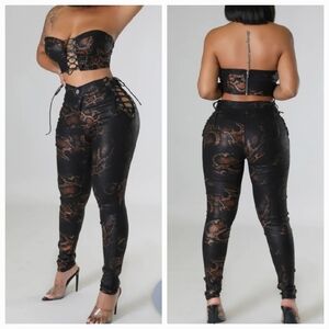 Multi Color 2pc Snake Print Crop Top Set $98